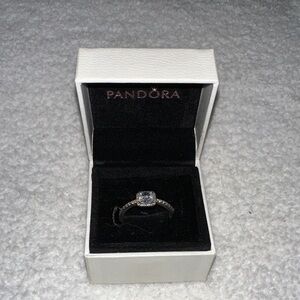 Pandora Silver Halo Square Ring